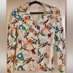 Johnny Was Embroidered Floral Beautiful Blazer